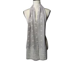 Neve Women's Grey Cream 100% Wool Scarf Reversible